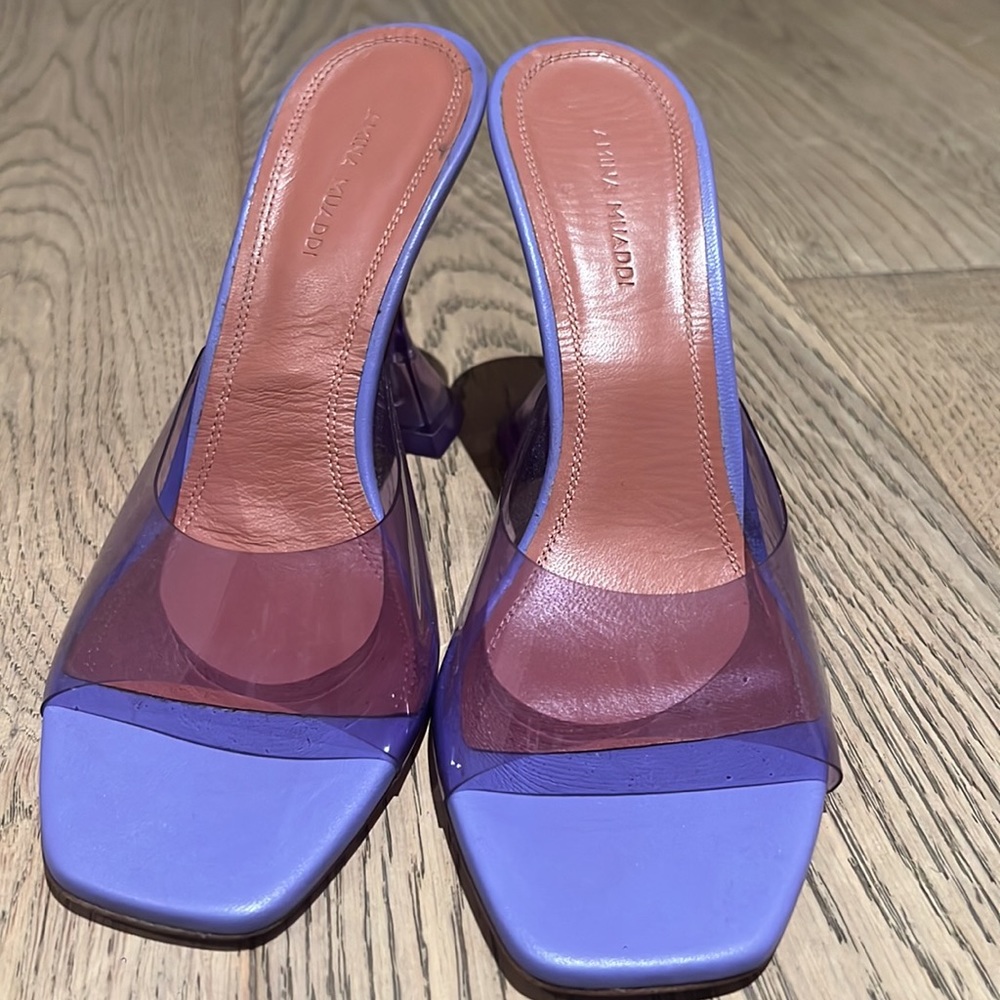 Beautiful lilac purple Amina muaddi great condition. Barley worn size 38